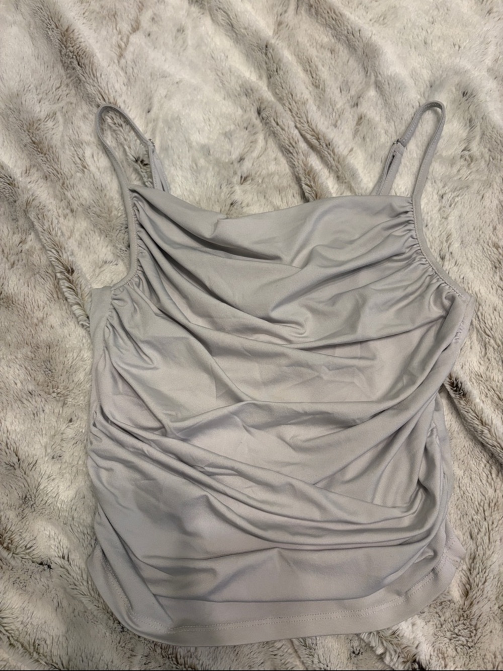 Steve Madden Light Gray Ruched Spaghetti Strap Cami
